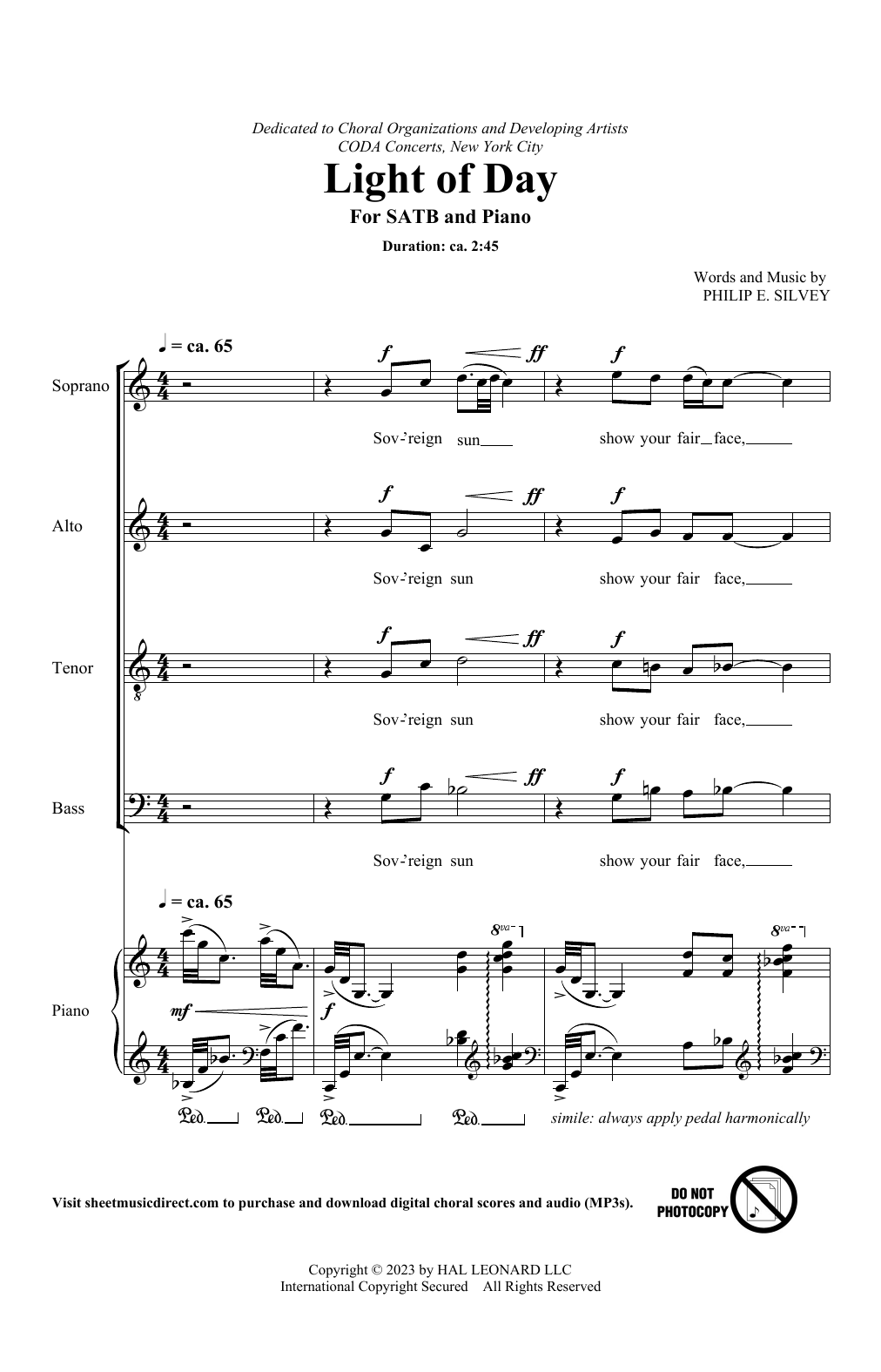 Download Philip Silvey Light Of Day Sheet Music