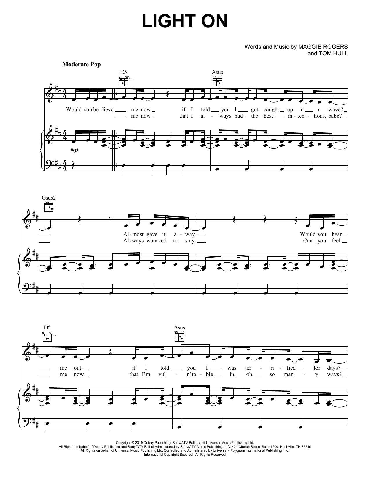 Download Maggie Rogers Light On Sheet Music