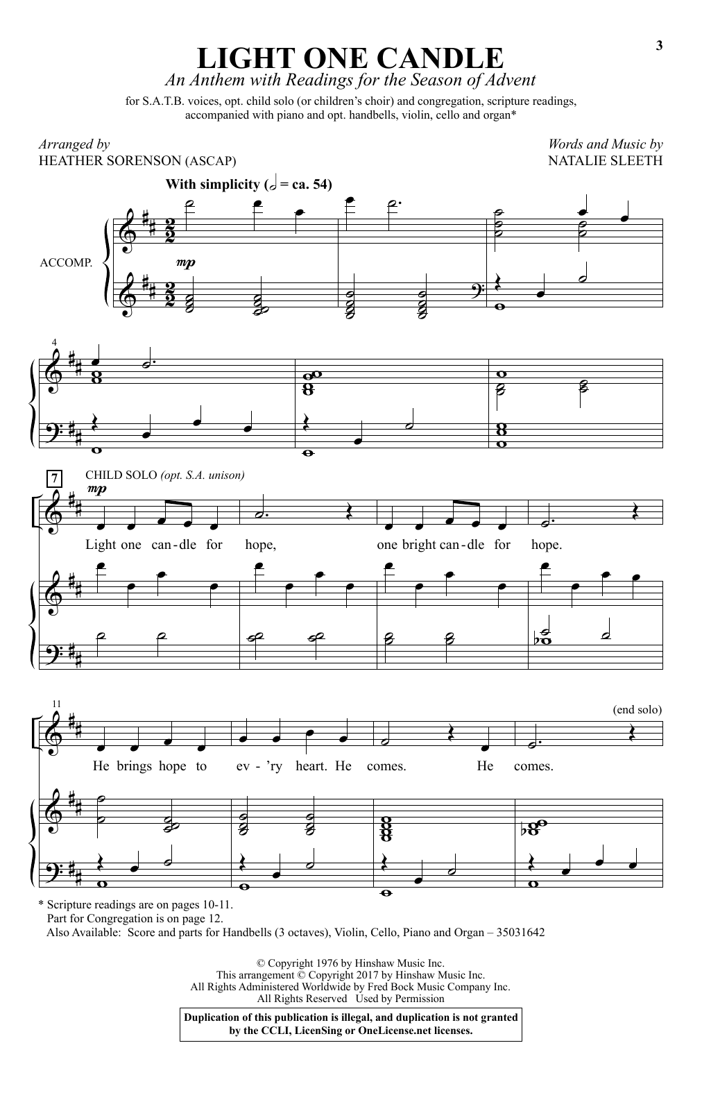 Download Heather Sorenson Light One Candle Sheet Music