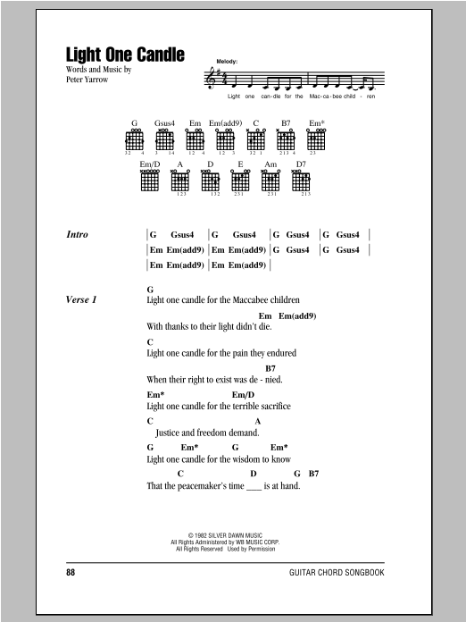 Download Peter, Paul & Mary Light One Candle Sheet Music