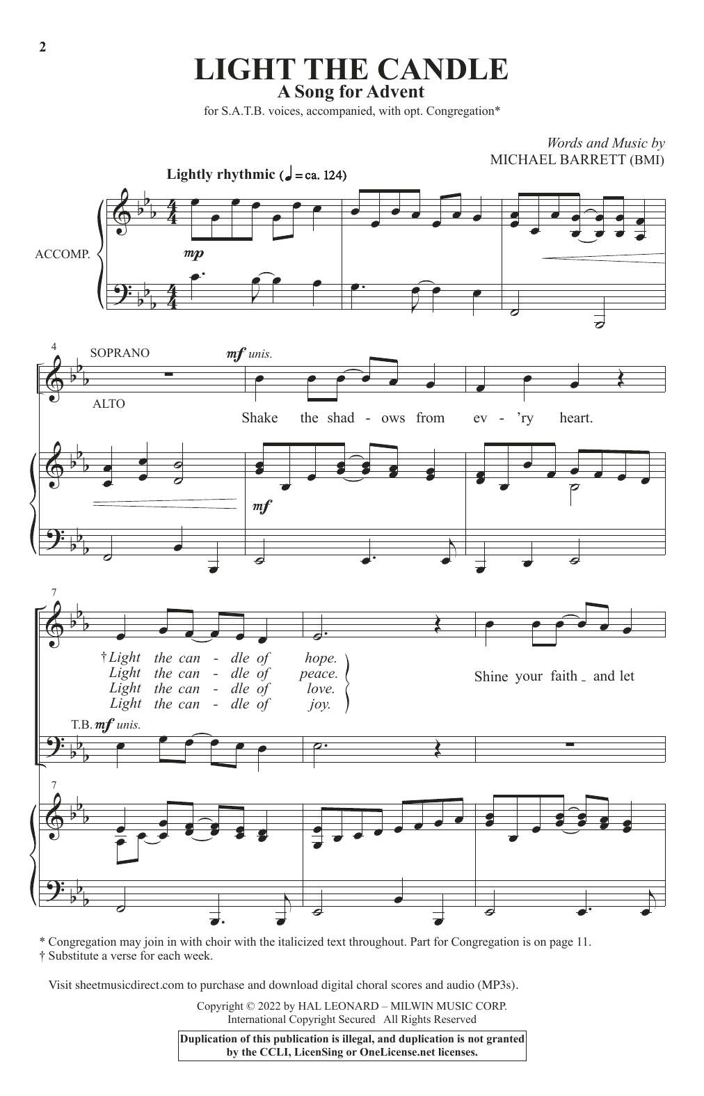 Download Michael Barrett Light The Candle (A Song For Advent) Sheet Music
