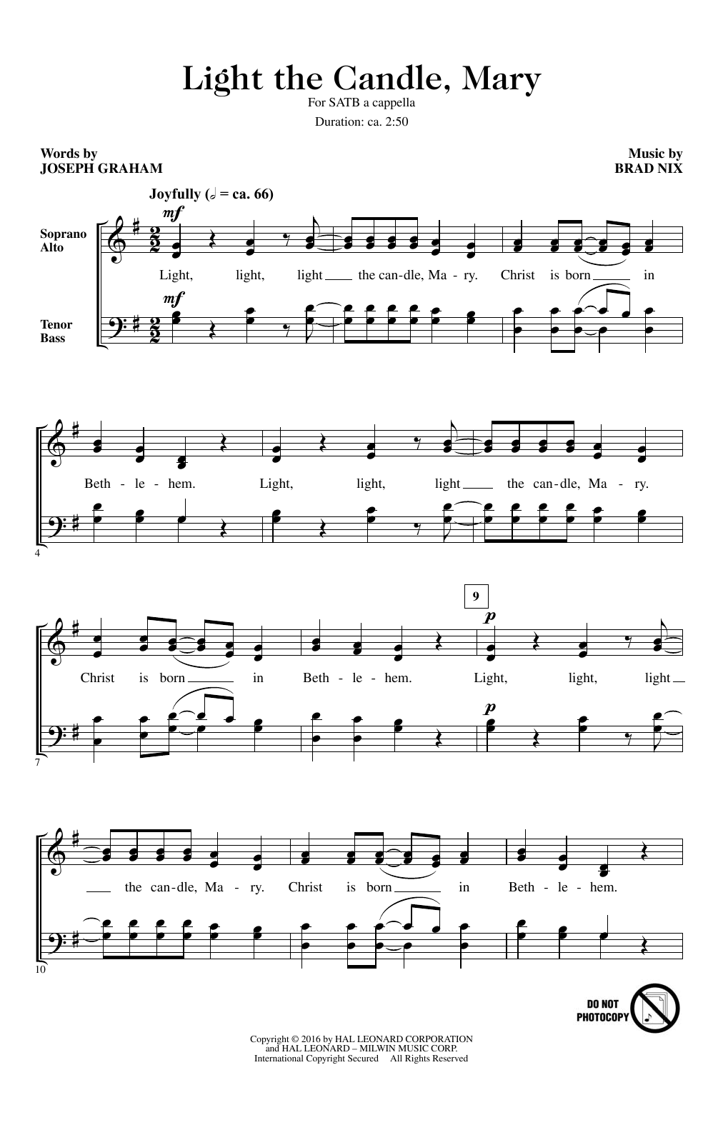 Download Brad Nix Light The Candle, Mary Sheet Music