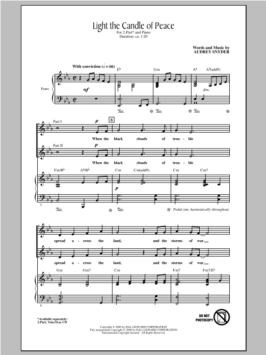 Download Audrey Snyder Light The Candle Of Peace Sheet Music