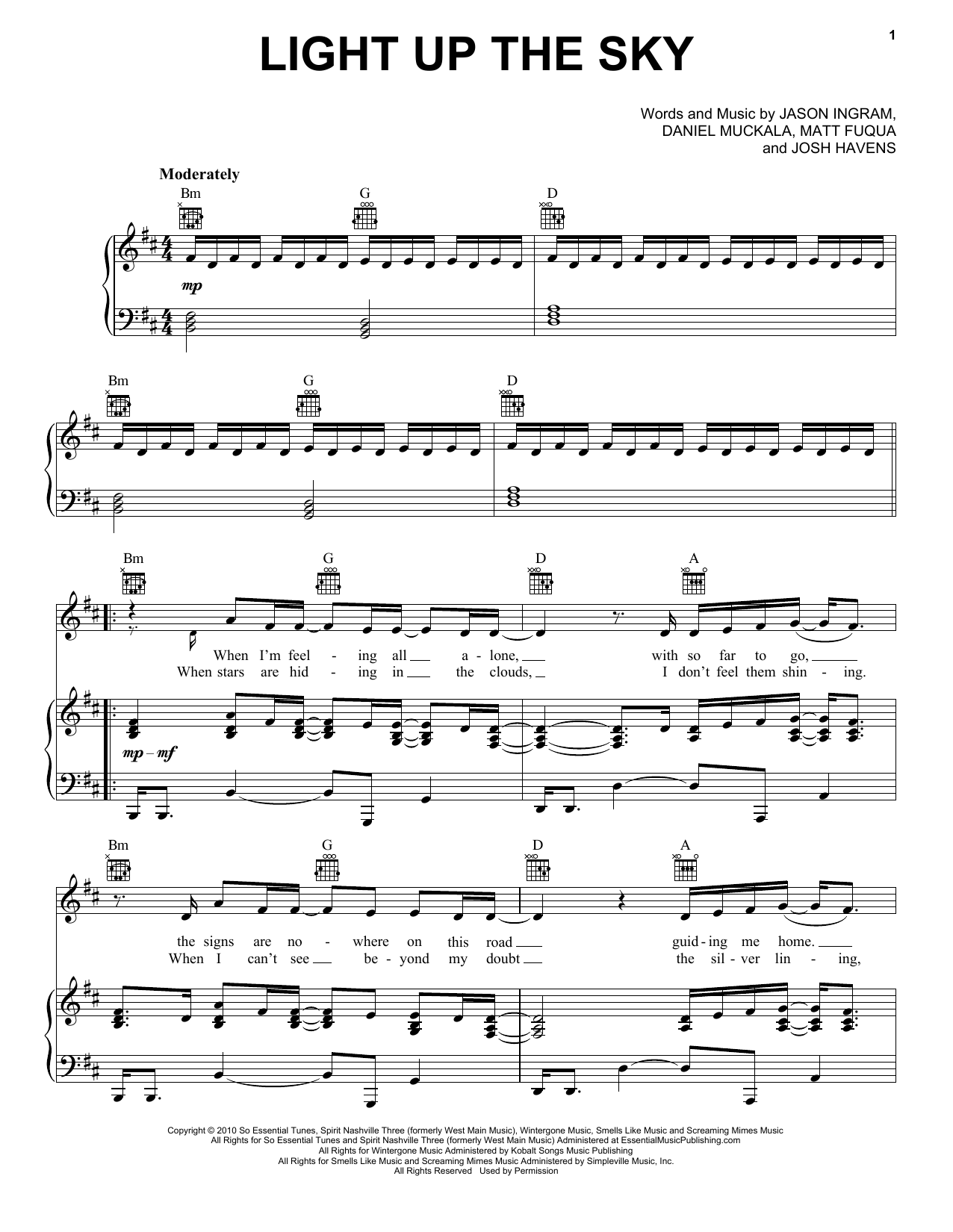 Download The Afters Light Up The Sky Sheet Music