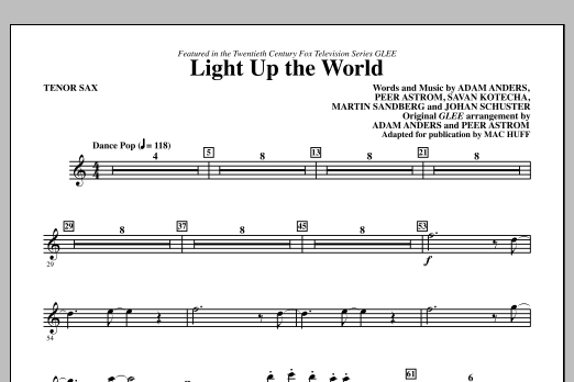 Download Mac Huff Light Up The World - Tenor Sax Sheet Music