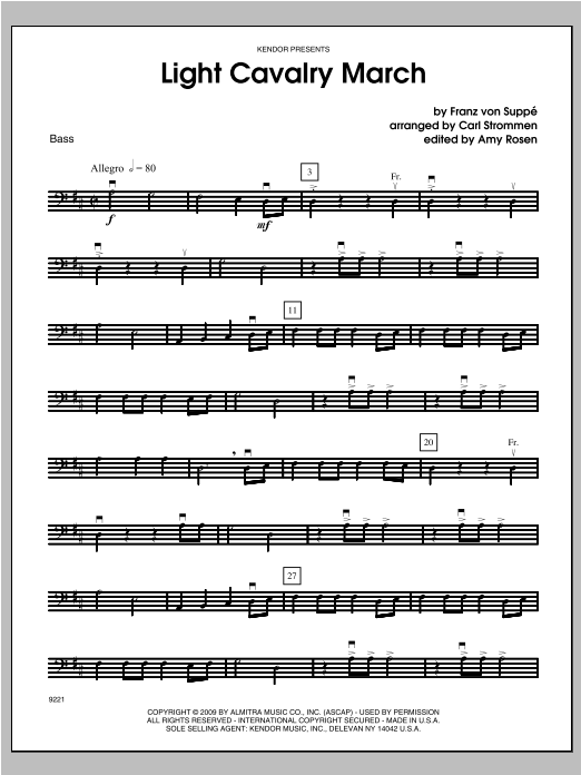Download Strommen Light Cavalry March - Bass Sheet Music