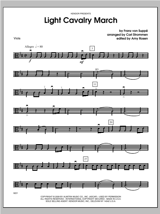 Download Strommen Light Cavalry March - Viola Sheet Music
