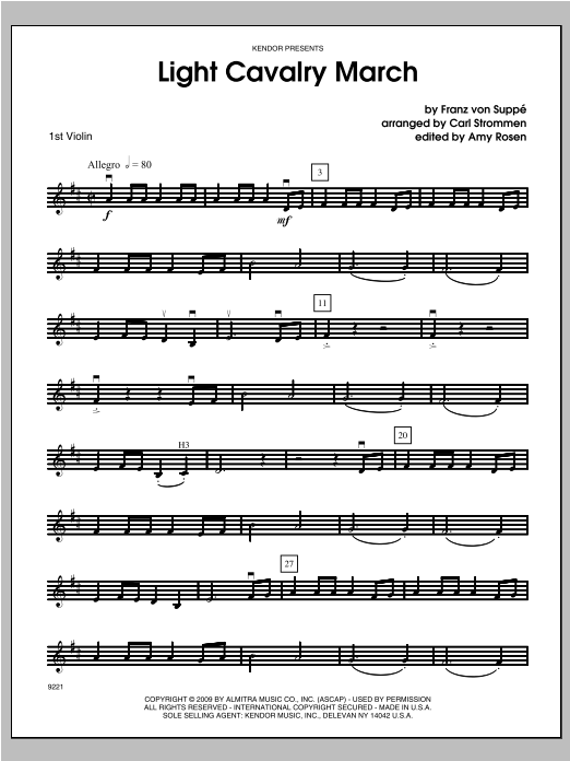 Download Strommen Light Cavalry March - Violin 1 Sheet Music