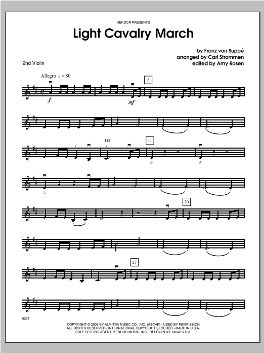 Download Strommen Light Cavalry March - Violin 2 Sheet Music