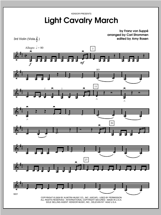 Download Strommen Light Cavalry March - Violin 3 Sheet Music