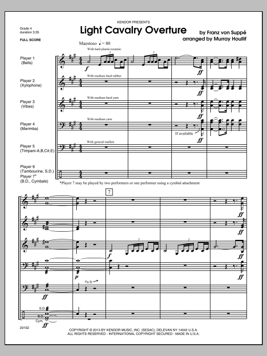 Download Houllif Light Cavalry Overture - Full Score Sheet Music