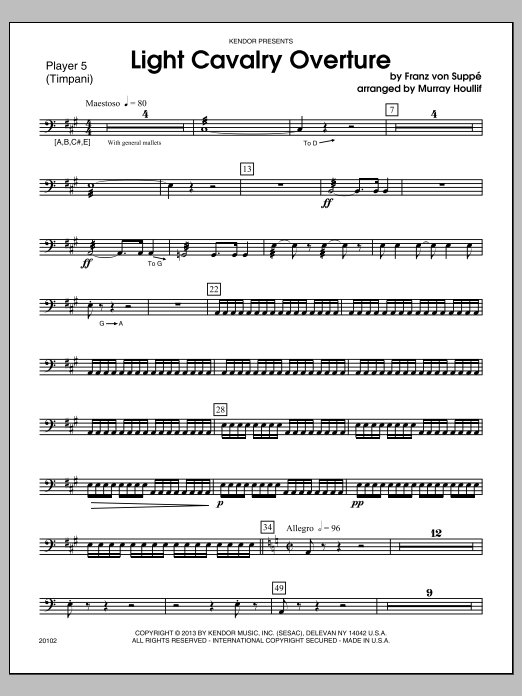 Download Houllif Light Cavalry Overture - Percussion 5 Sheet Music