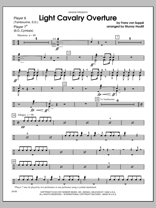 Download Houllif Light Cavalry Overture - Percussion 6 Sheet Music