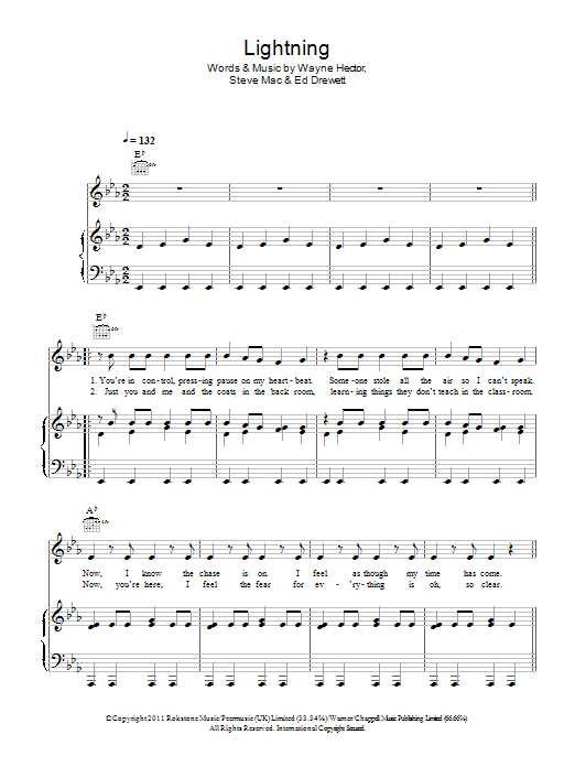 Download The Wanted Lightning Sheet Music