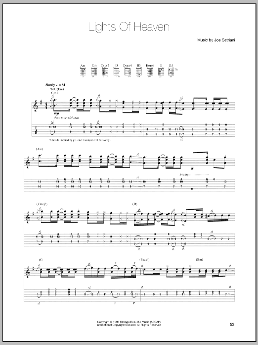 Download Joe Satriani Lights Of Heaven Sheet Music