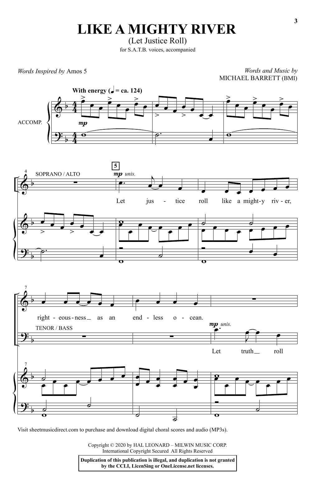 Download Michael Barrett Like A Mighty River (Let Justice Roll) Sheet Music