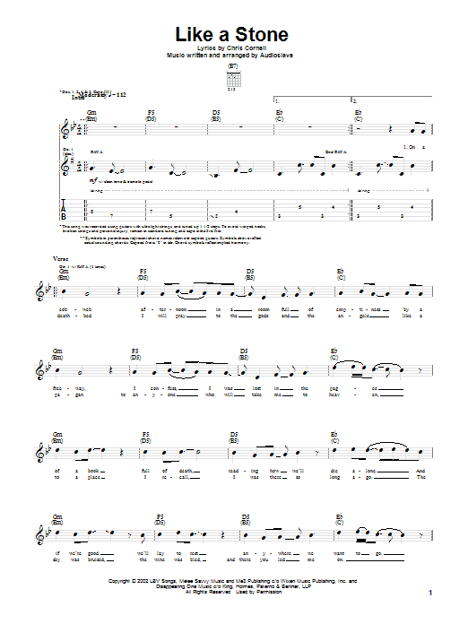 Download Audioslave Like A Stone Sheet Music