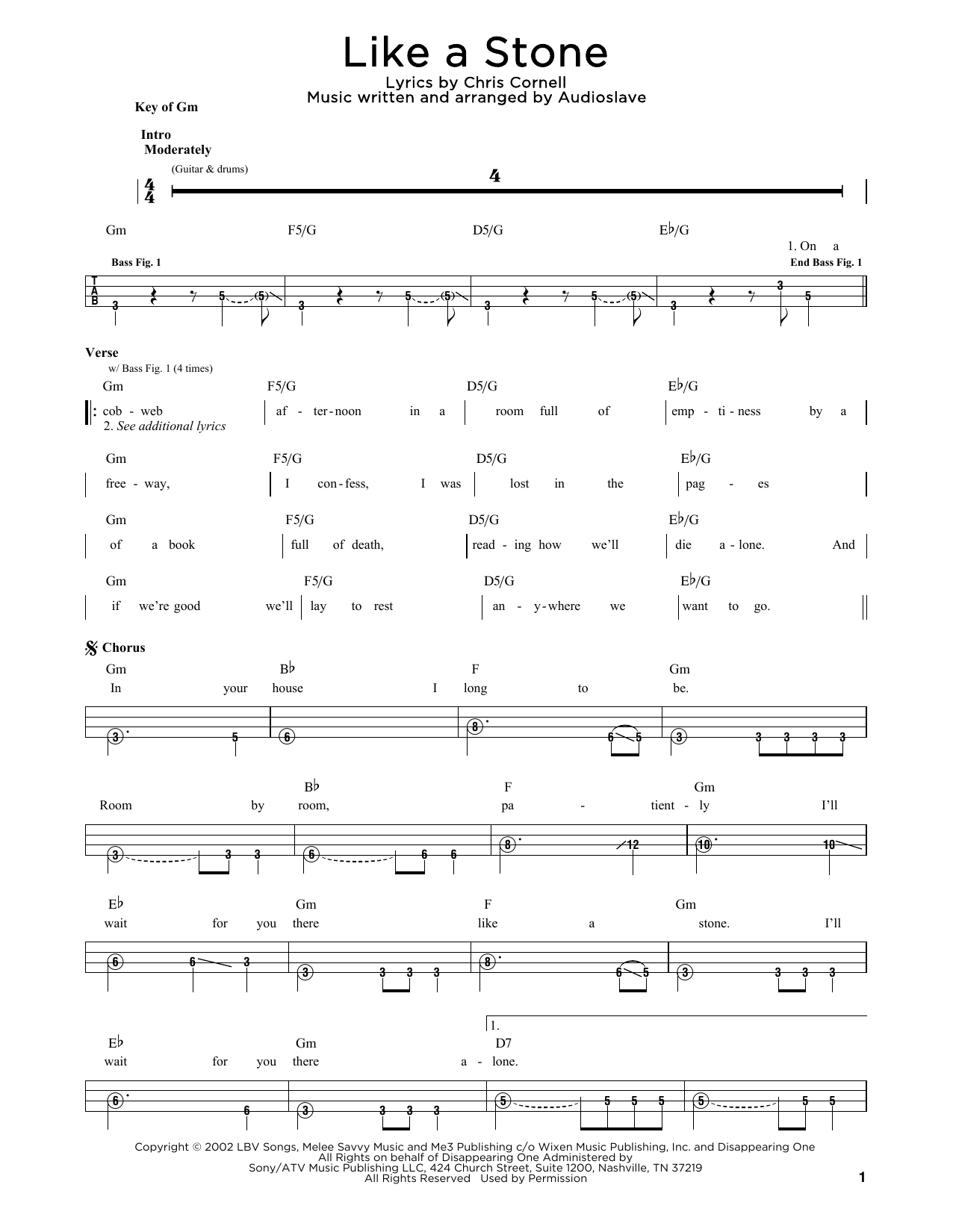 Download Audioslave Like A Stone Sheet Music