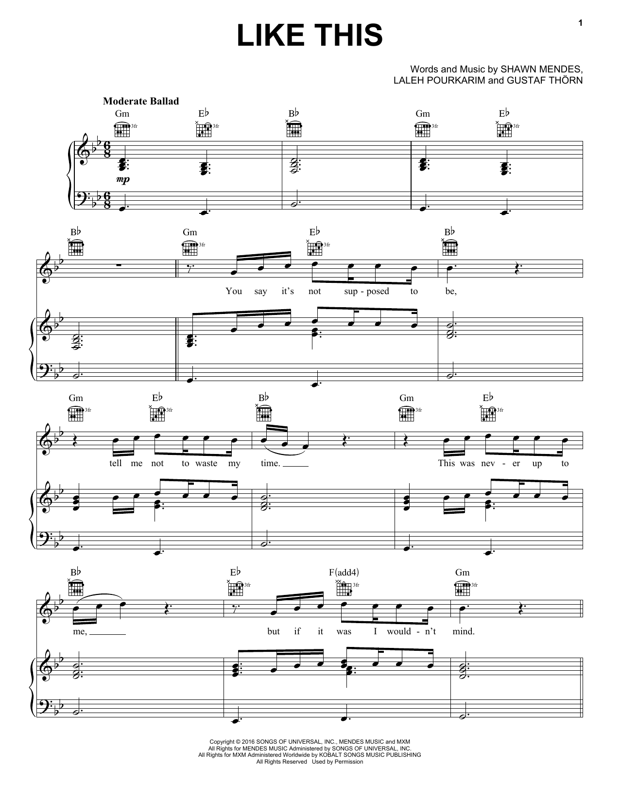 Download Shawn Mendes Like This Sheet Music