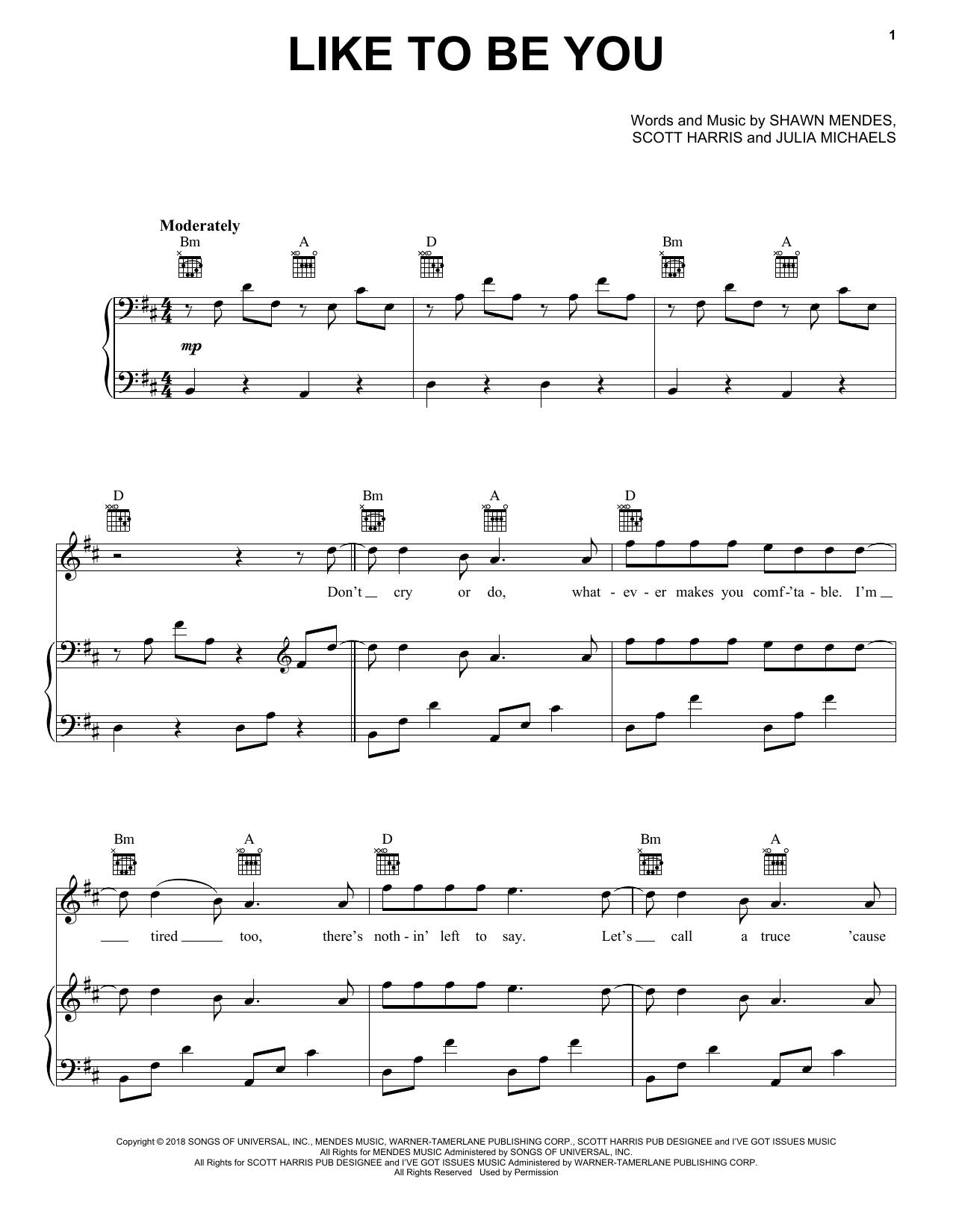 Download Shawn Mendes Like To Be You Sheet Music