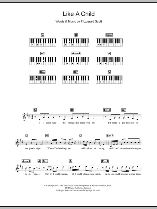 Fitzgerald Scott Like A Child sheet music notes printable PDF score
