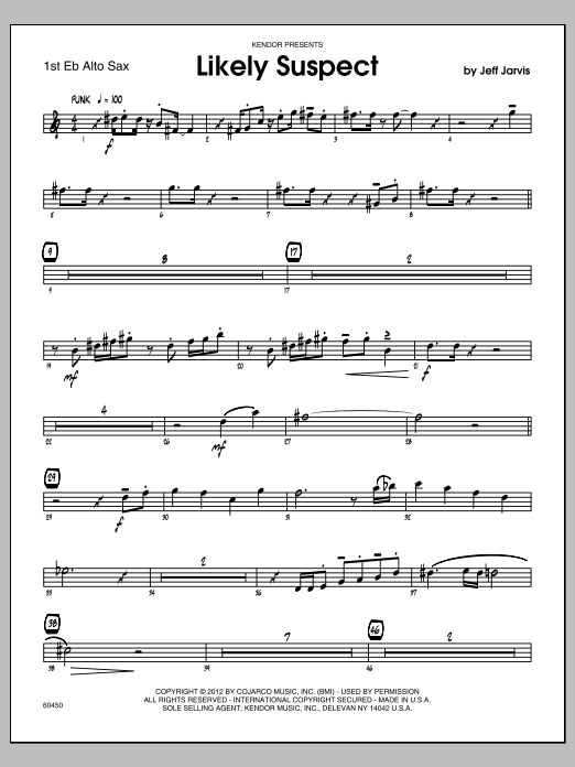 Download Jarvis Likely Suspect - Alto Sax 1 Sheet Music