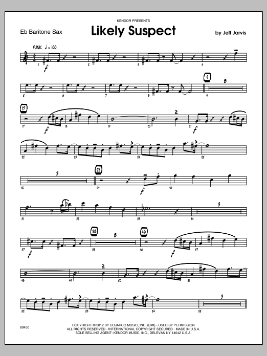Download Jarvis Likely Suspect - Baritone Sax Sheet Music
