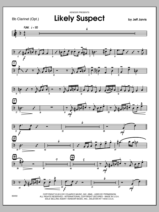 Download Jarvis Likely Suspect - Clarinet Sheet Music
