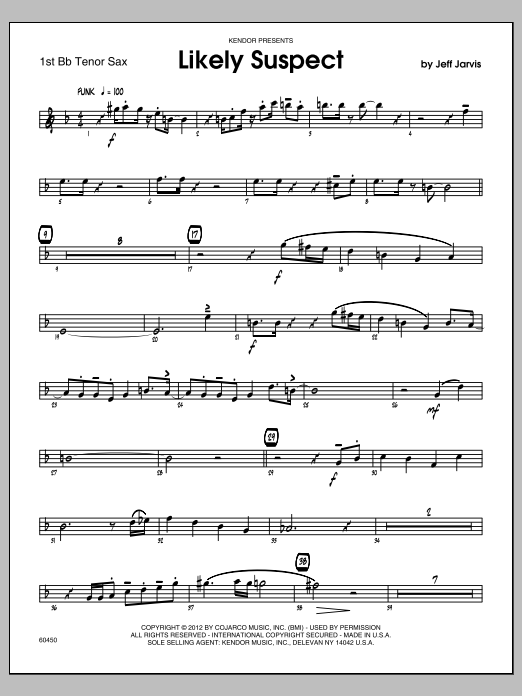 Download Jarvis Likely Suspect - Tenor Sax 1 Sheet Music