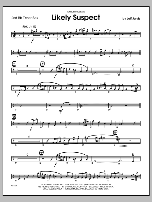 Download Jarvis Likely Suspect - Tenor Sax 2 Sheet Music