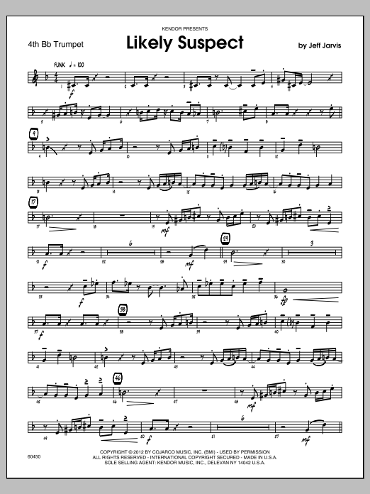 Download Jarvis Likely Suspect - Trumpet 4 Sheet Music