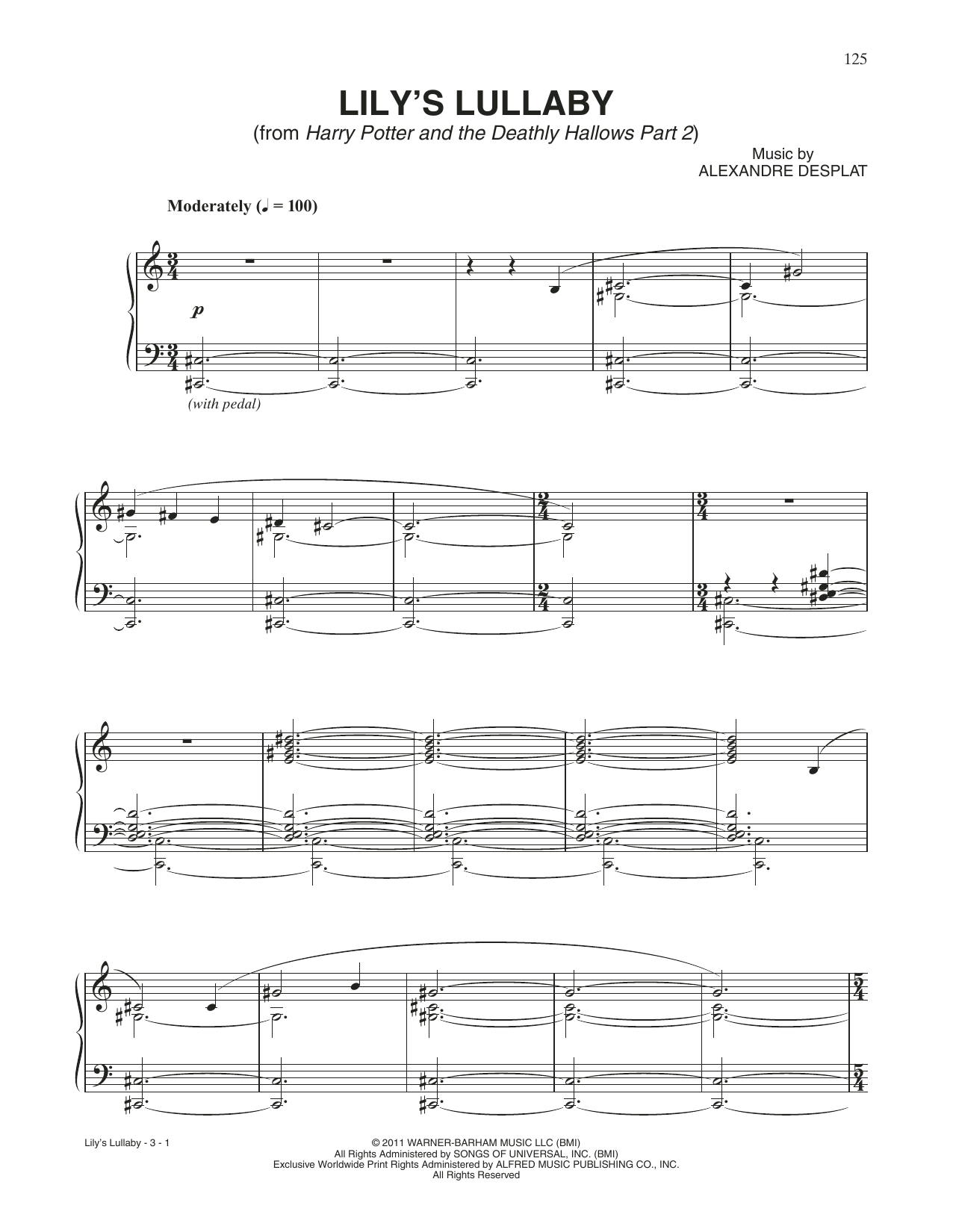 Download Alexandre Desplat Lily's Lullaby (from Harry Potter) Sheet Music