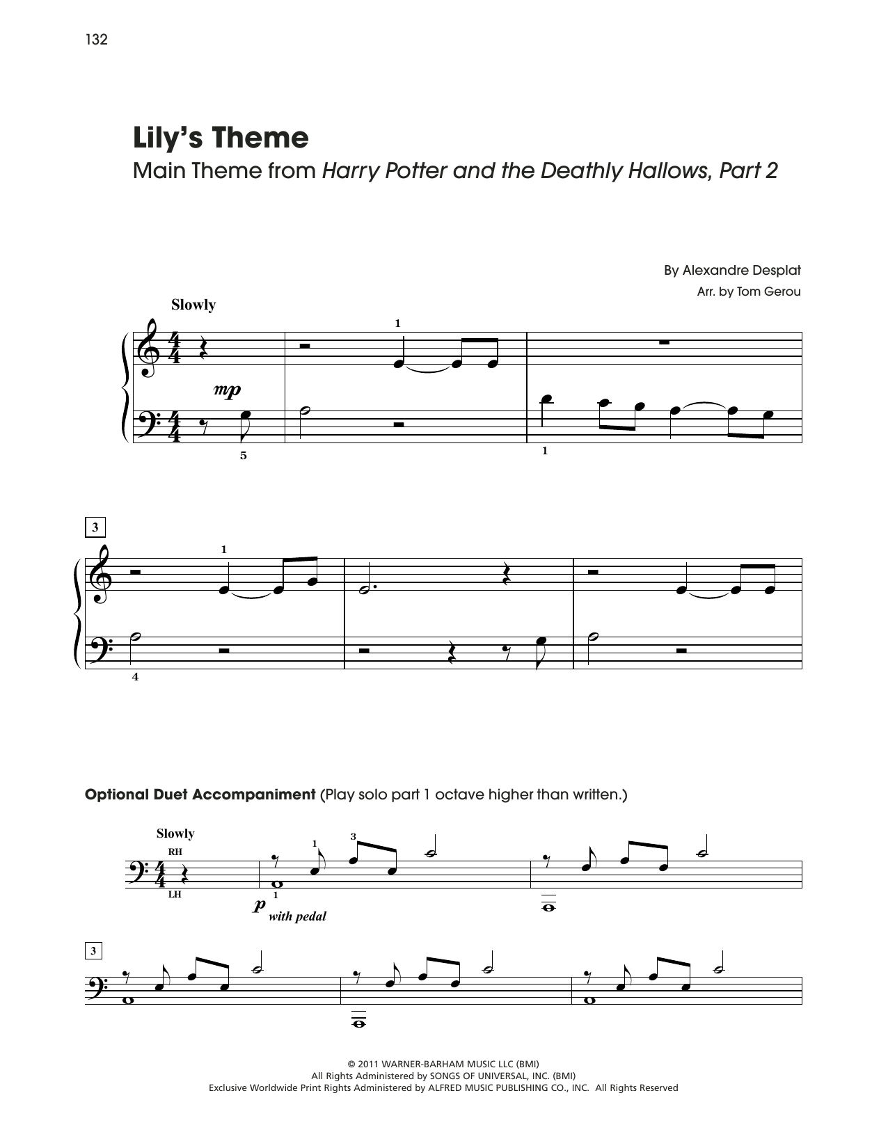 Download Alexandre Desplat Lily's Theme (from Harry Potter) (arr. Sheet Music