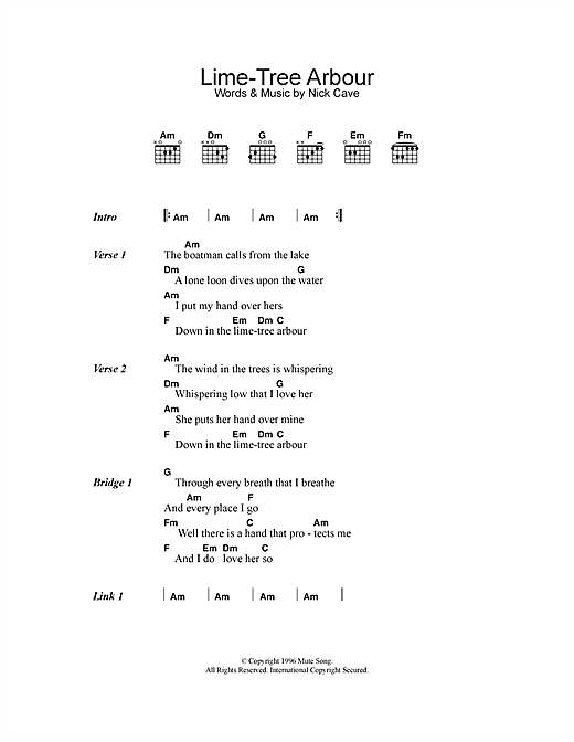 Download Nick Cave & The Bad Seeds Lime-Tree Arbour Sheet Music