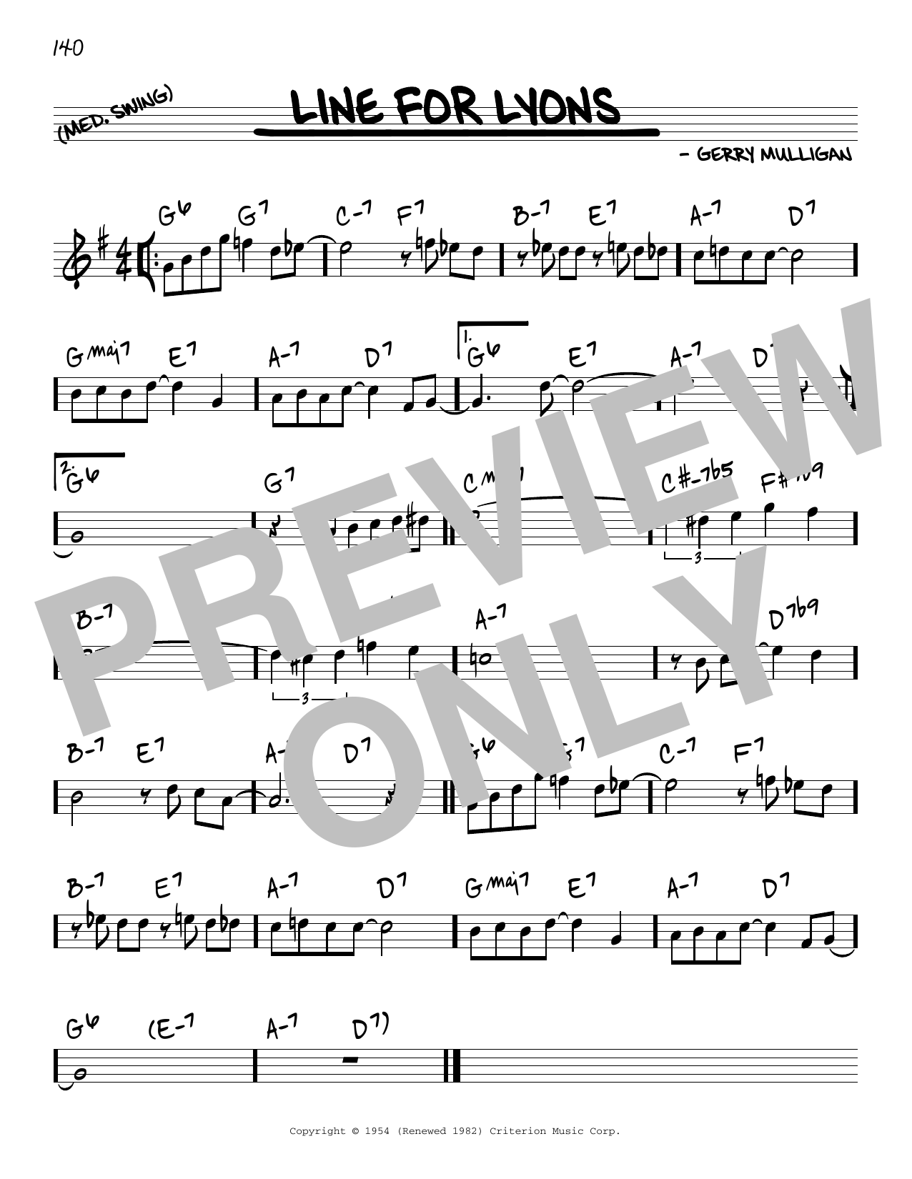 Download Gerry Mulligan Line For Lyons Sheet Music
