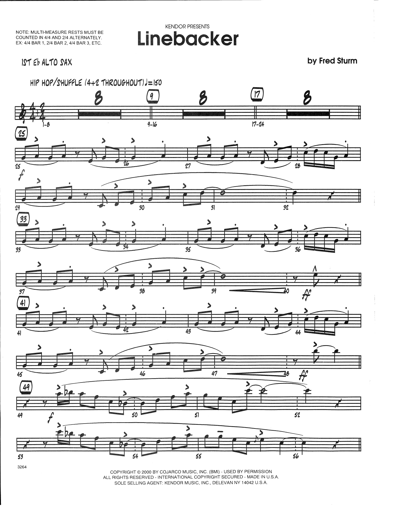 Download Fred Sturm Linebacker - 1st Eb Alto Saxophone Sheet Music