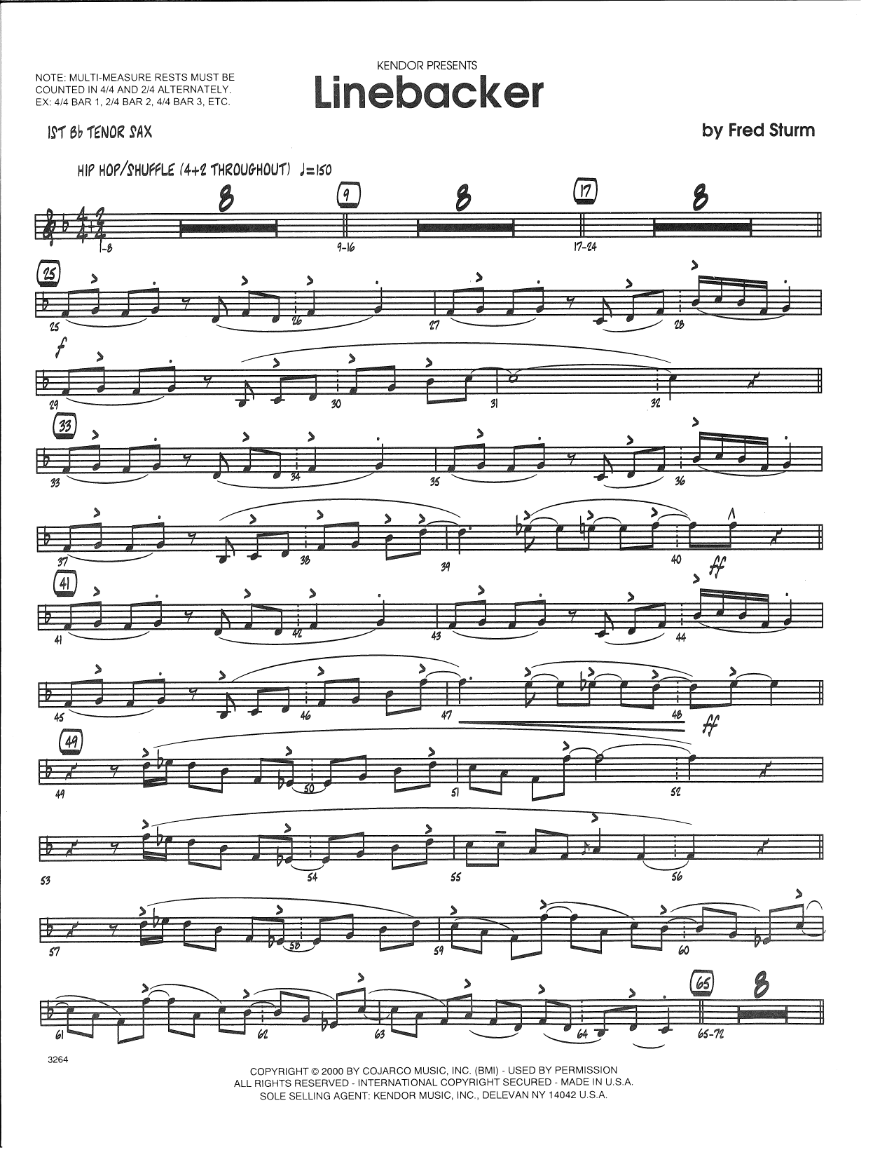 Download Fred Sturm Linebacker - 1st Tenor Saxophone Sheet Music