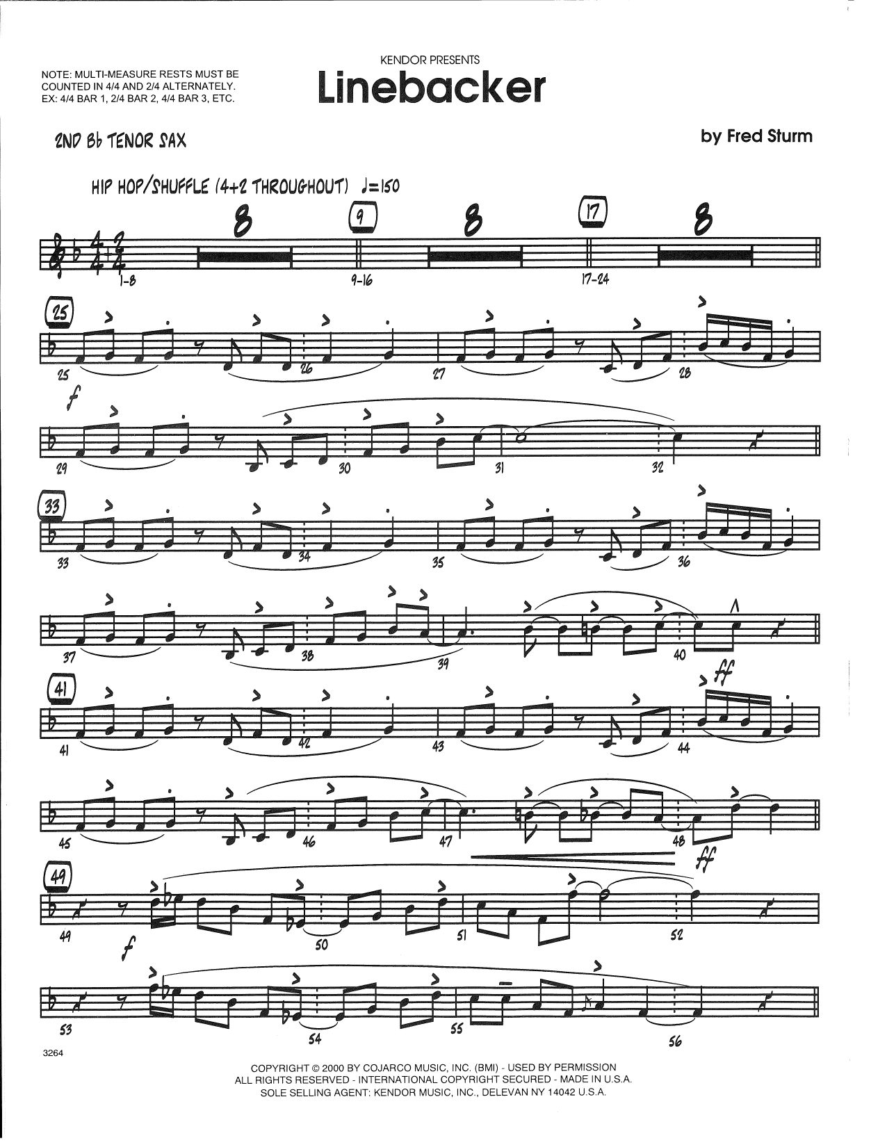 Download Fred Sturm Linebacker - 2nd Bb Tenor Saxophone Sheet Music