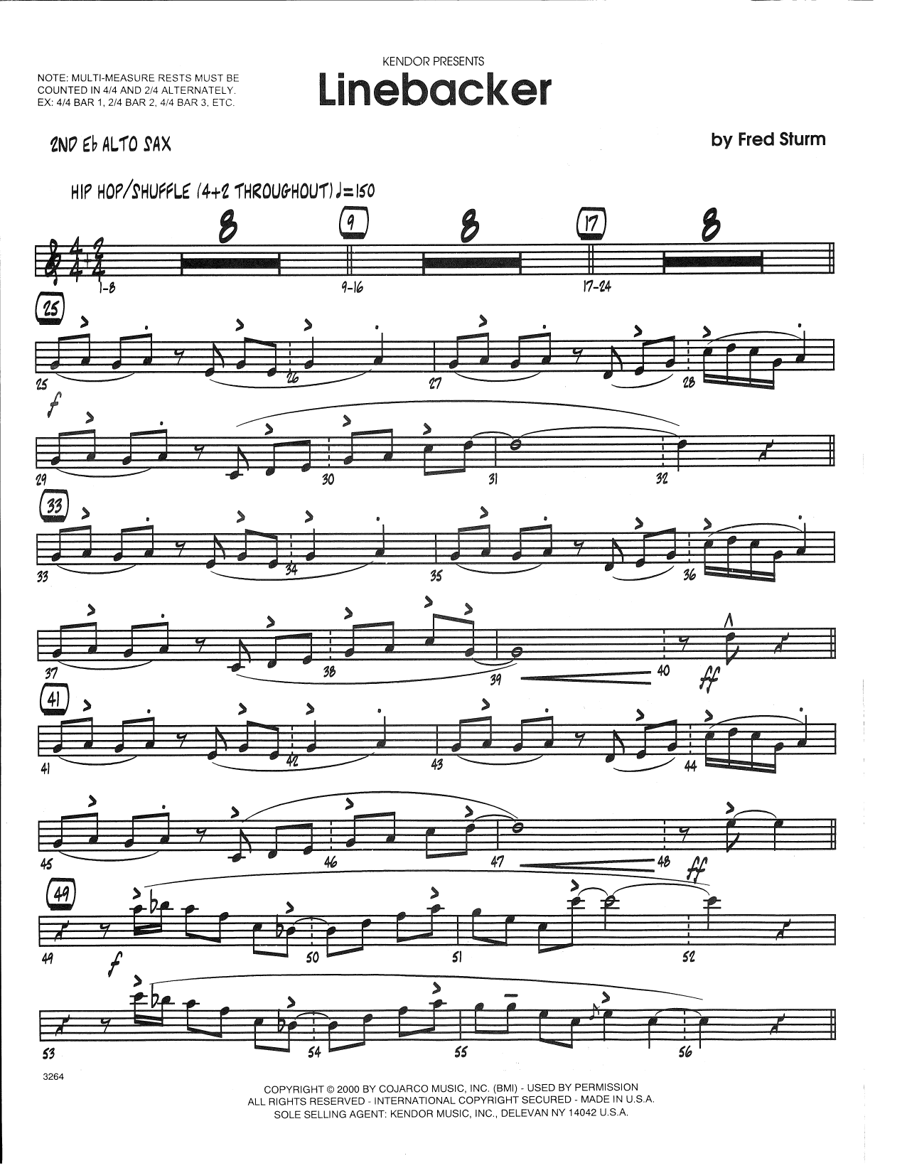 Download Fred Sturm Linebacker - 2nd Eb Alto Saxophone Sheet Music