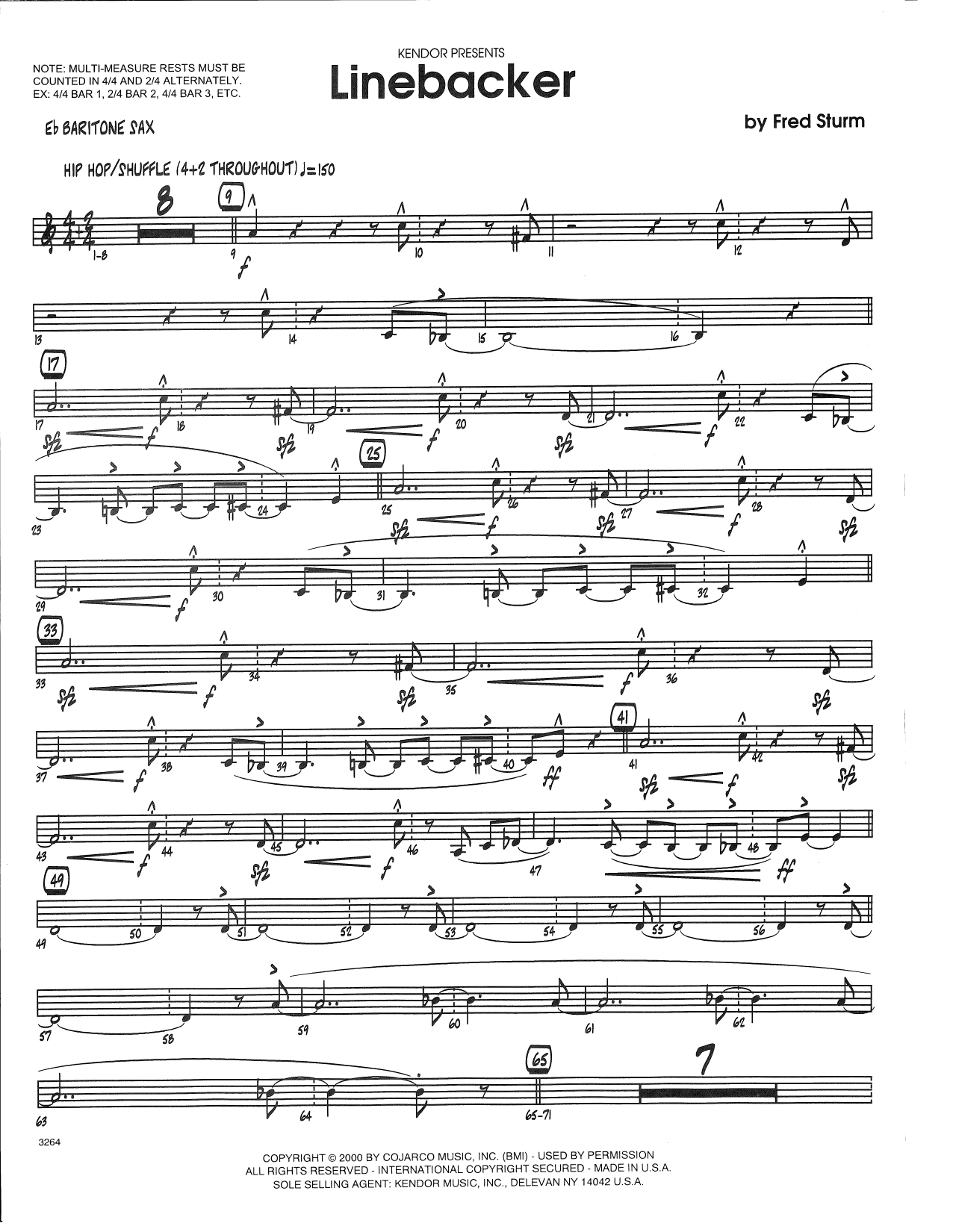 Download Fred Sturm Linebacker - Eb Baritone Saxophone Sheet Music