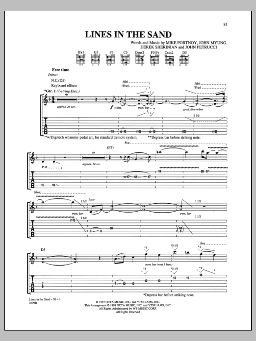 Download Dream Theater Lines In The Sand Sheet Music