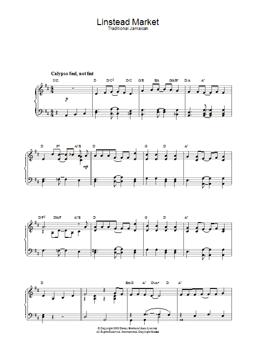 Download Traditional Linstead Market Sheet Music