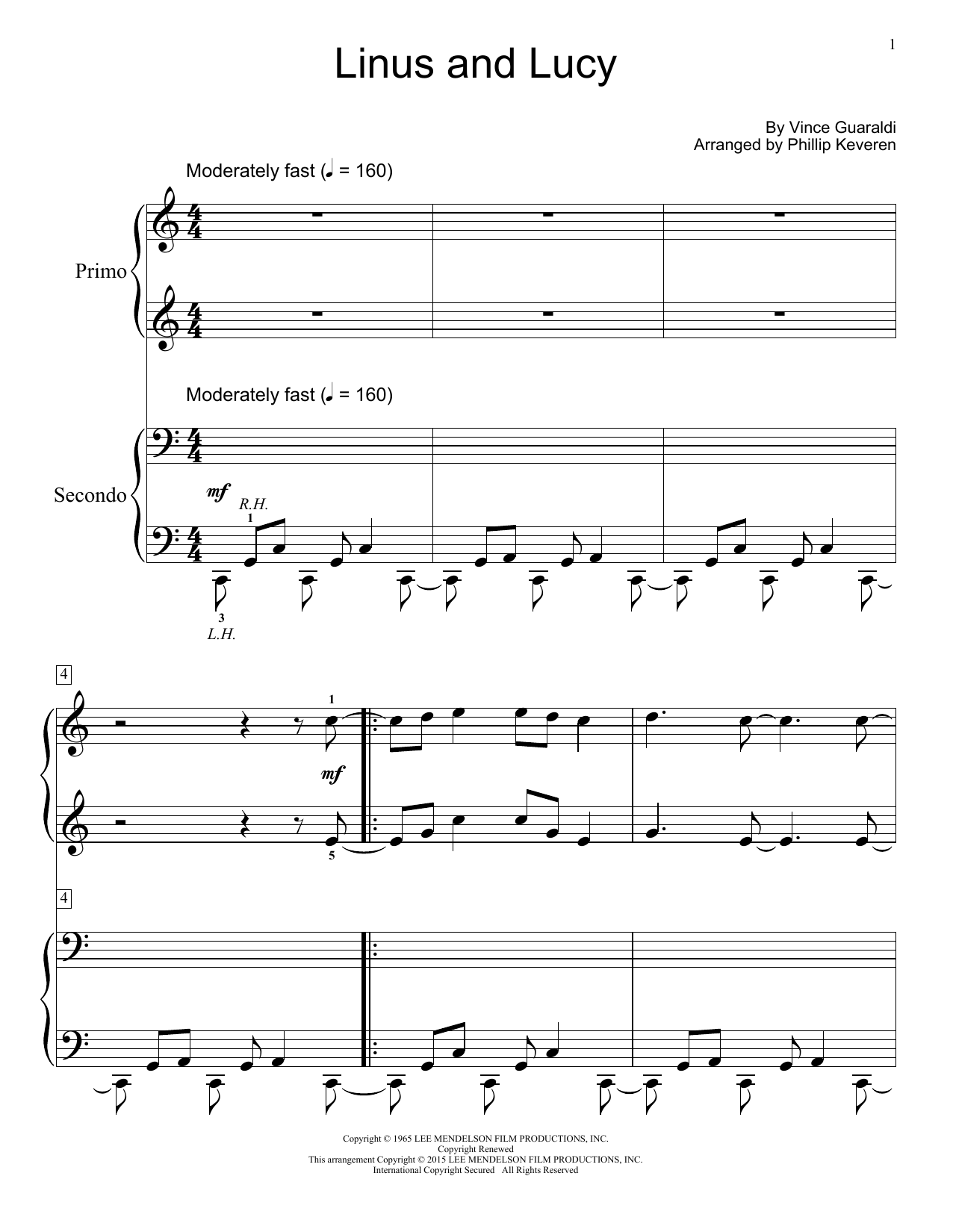 Download Phillip Keveren Linus And Lucy Sheet Music