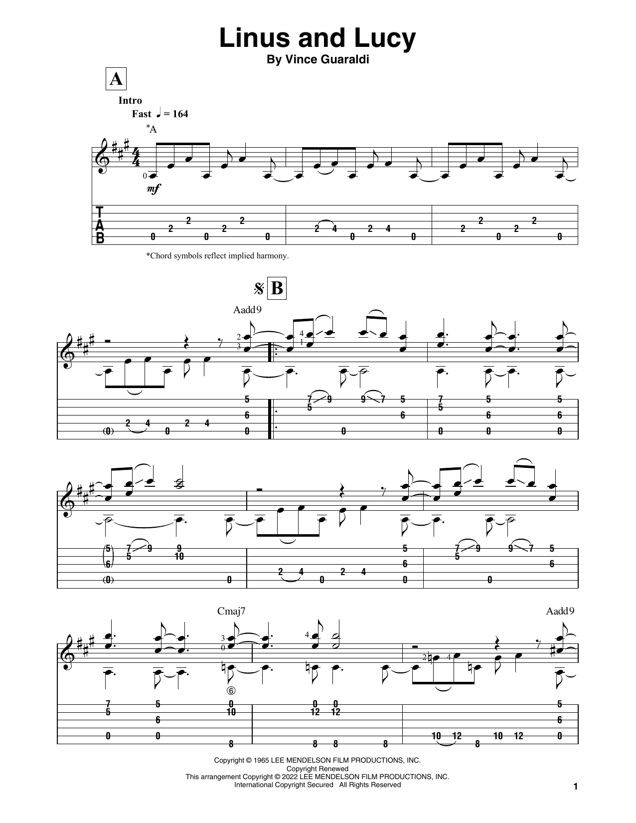 Download Vince Guaraldi Linus And Lucy (from A Charlie Brown Ch Sheet Music