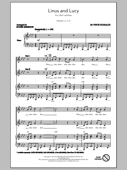 Download Vince Guaraldi Linus And Lucy (arr. Roger Emerson) Sheet Music