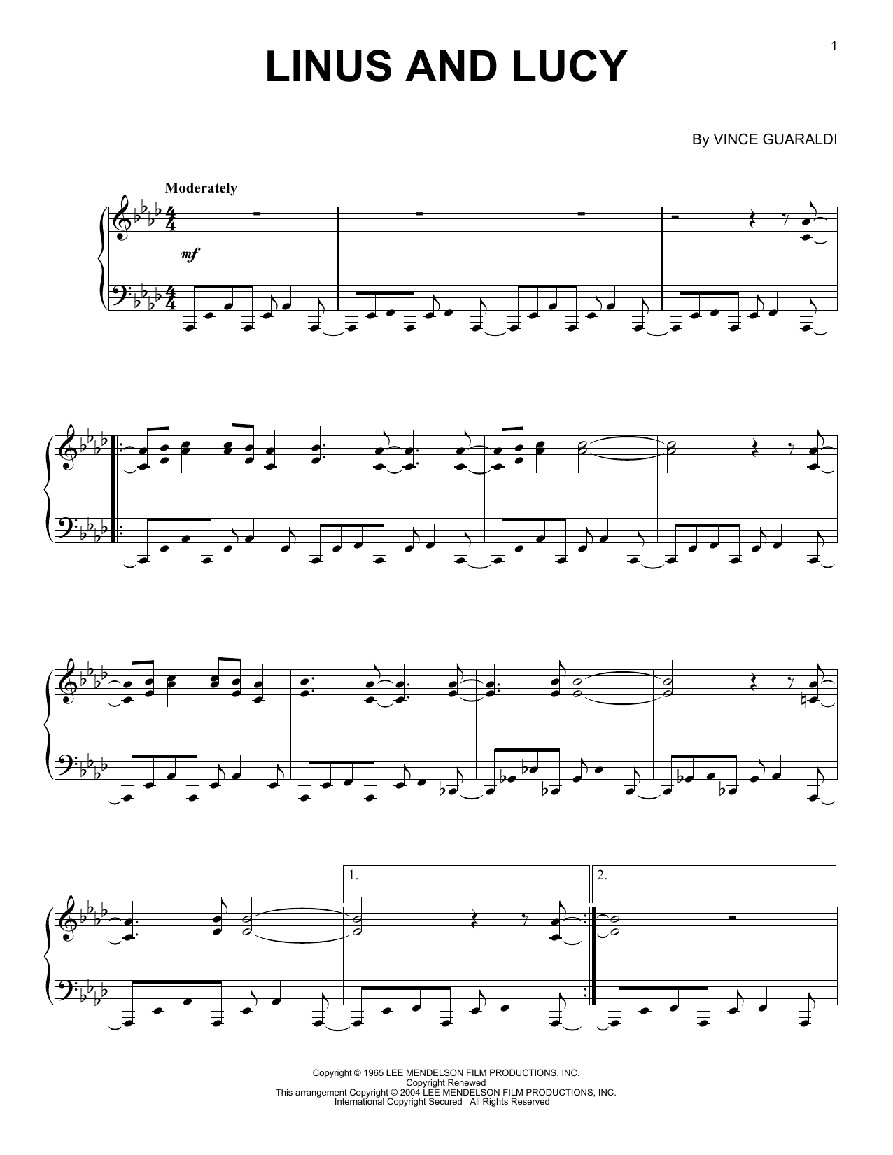 Download Vince Guaraldi Linus And Lucy Sheet Music