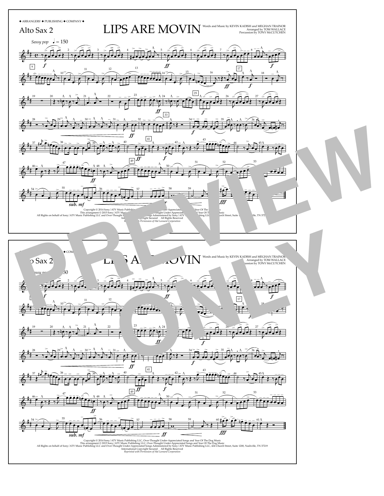 Download Tom Wallace Lips Are Movin - Alto Sax 2 Sheet Music