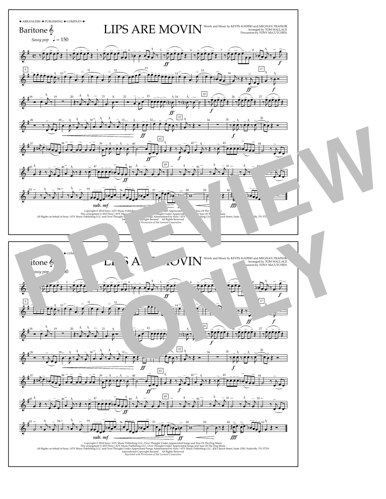 Download Tom Wallace Lips Are Movin - Baritone T.C. Sheet Music