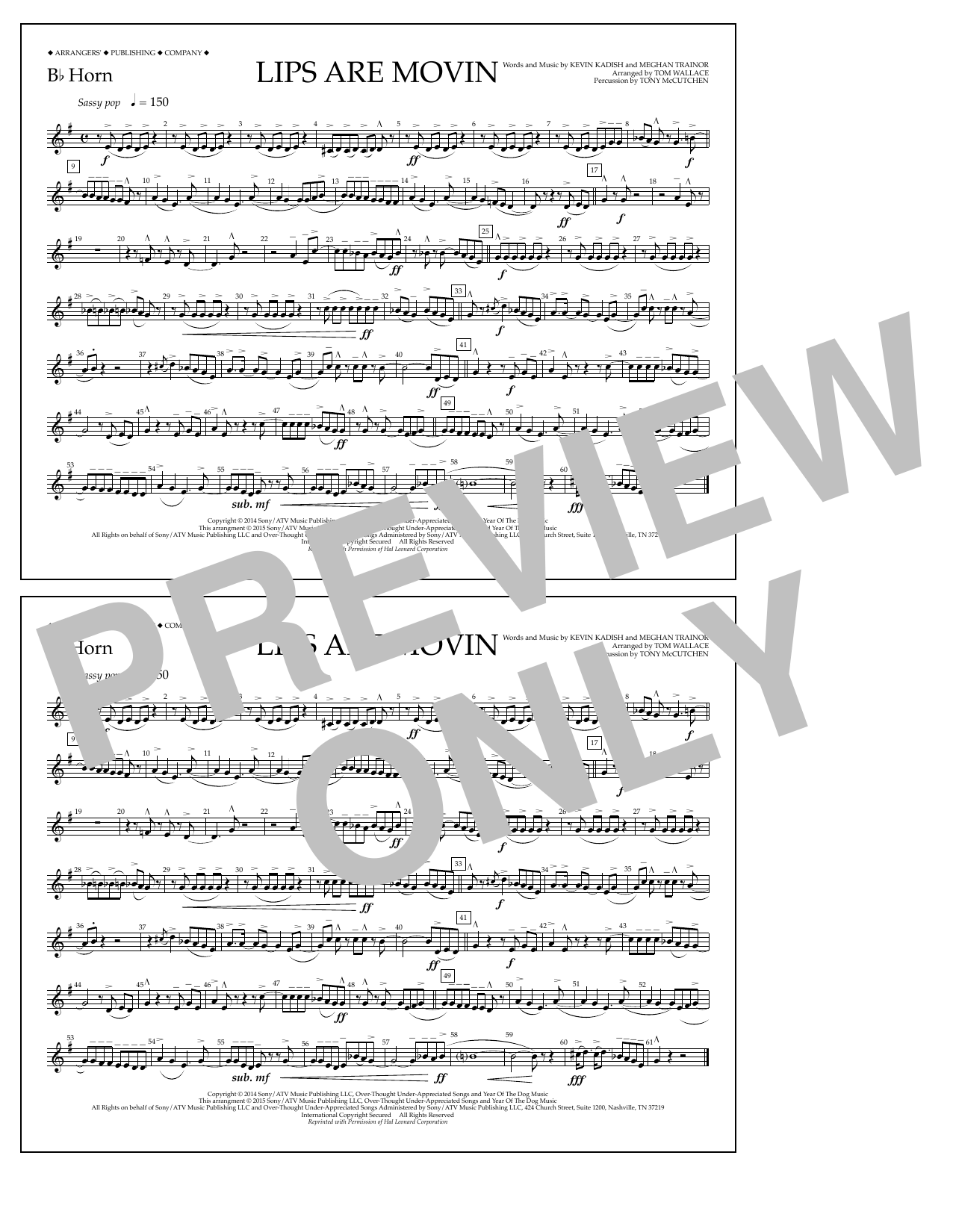 Download Tom Wallace Lips Are Movin - Bb Horn Sheet Music
