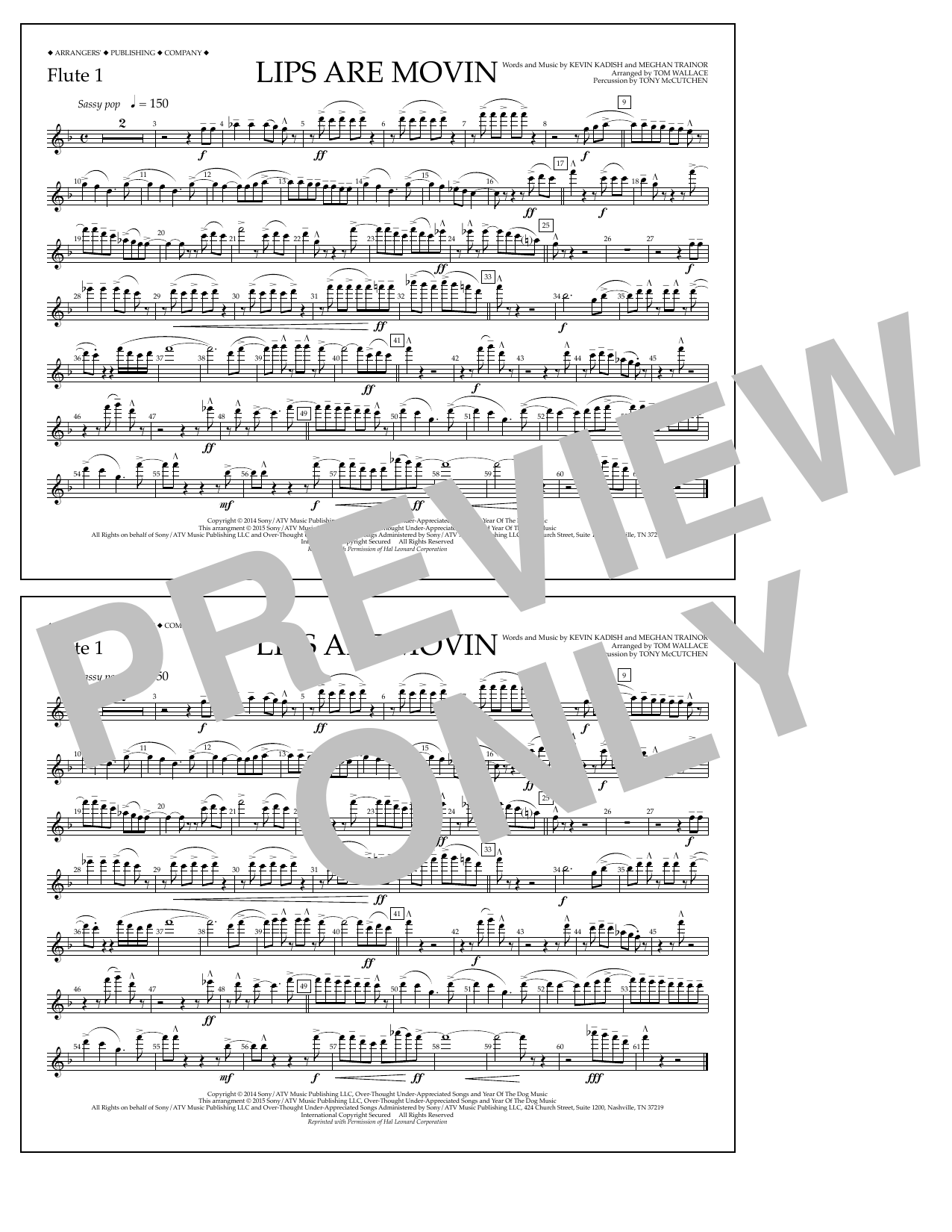Download Tom Wallace Lips Are Movin - Flute 1 Sheet Music